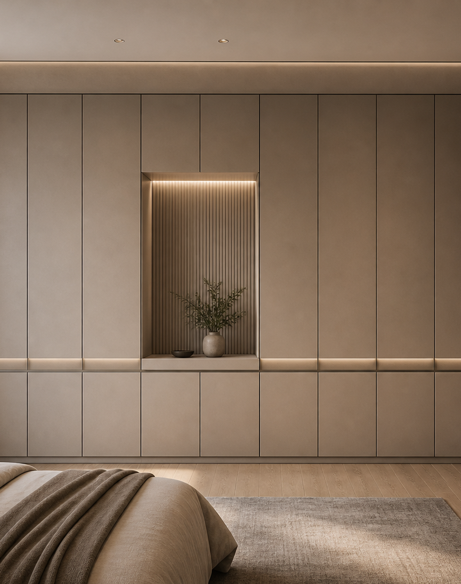 Fadior Resonance Wardrobe Suite with Tailored Cashmere Cove — lifestyle setting with natural light and residential styling