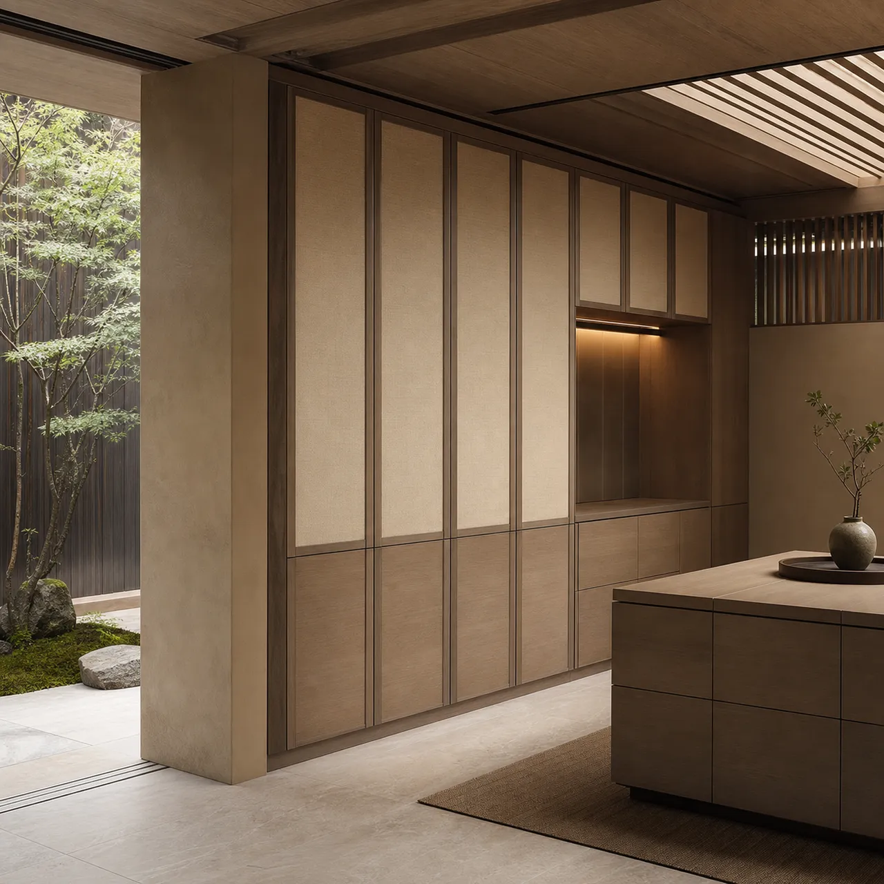 Fadior Voyage Wardrobe Suite with Steam Garment Alcove — 304 stainless steel wardrobe system, front view
