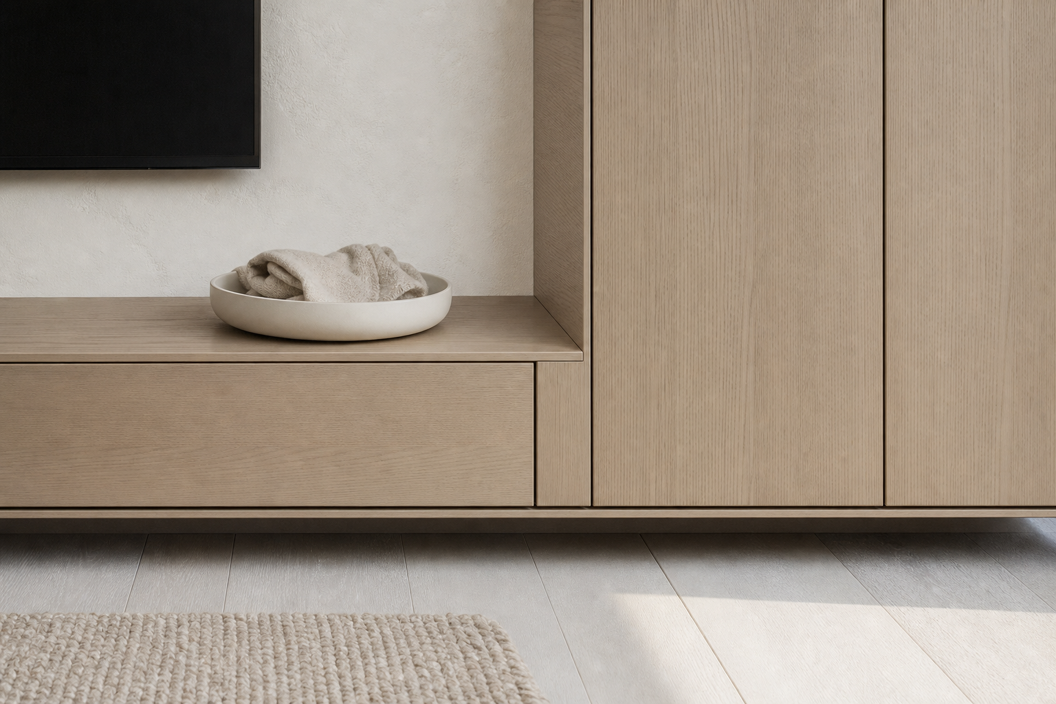 Fadior Galleria Living Room Suite with Floating Tea Console — close-up of stainless steel finish and hardware detail
