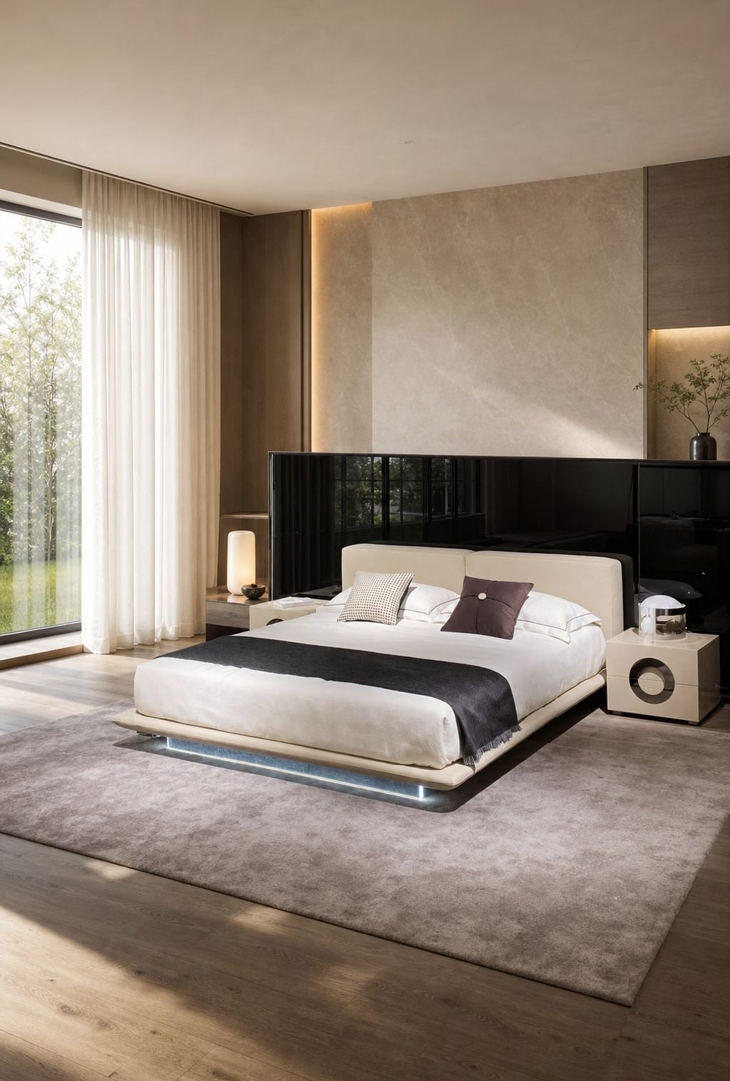 Upholstered Bed styled in a FADIOR HOME interior setting