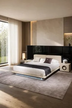 Backlit-Plinth Nappa Leather Bed