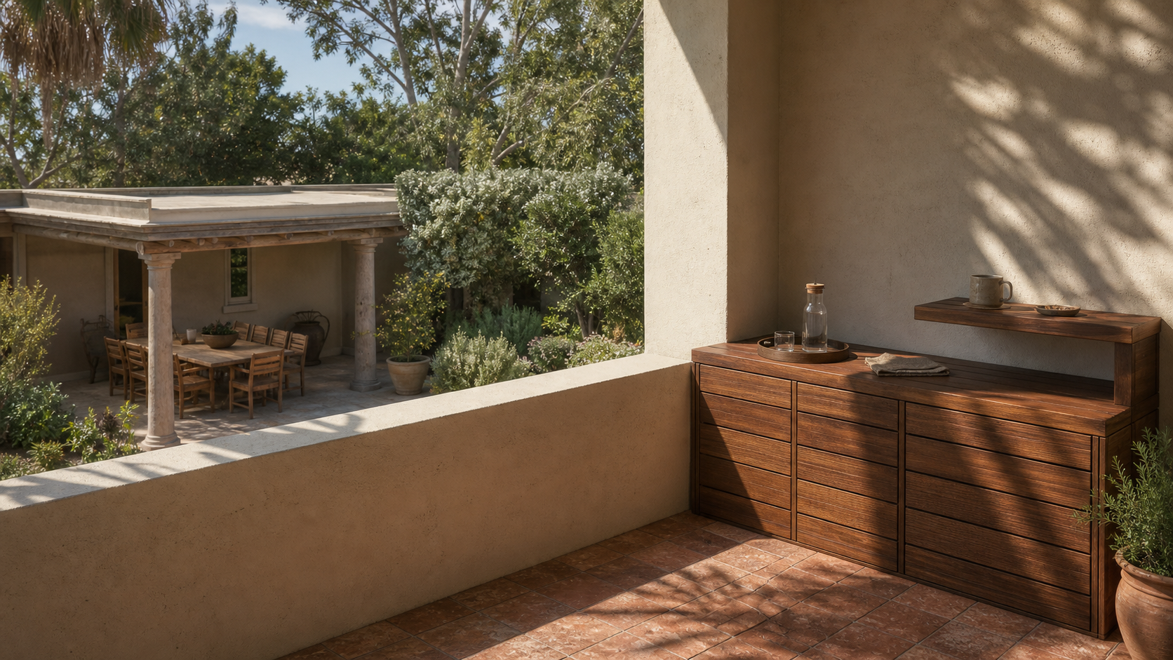 Fadior Dusk Balcony Suite with Mistline Coffee Perch — lifestyle setting with natural light and residential styling
