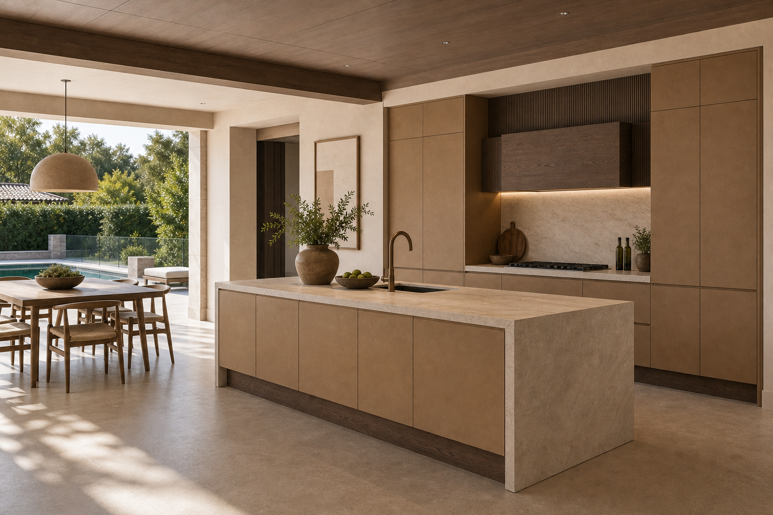 Fadior Terrena Kitchen Suite with Monolith Hearth Island — interior room context showing cabinet integration
