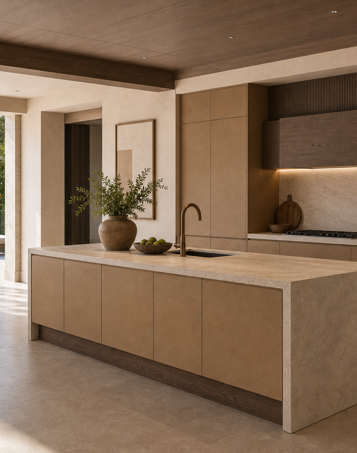 Fadior Terrena Kitchen Suite with Monolith Hearth Island — interior room context showing cabinet integration