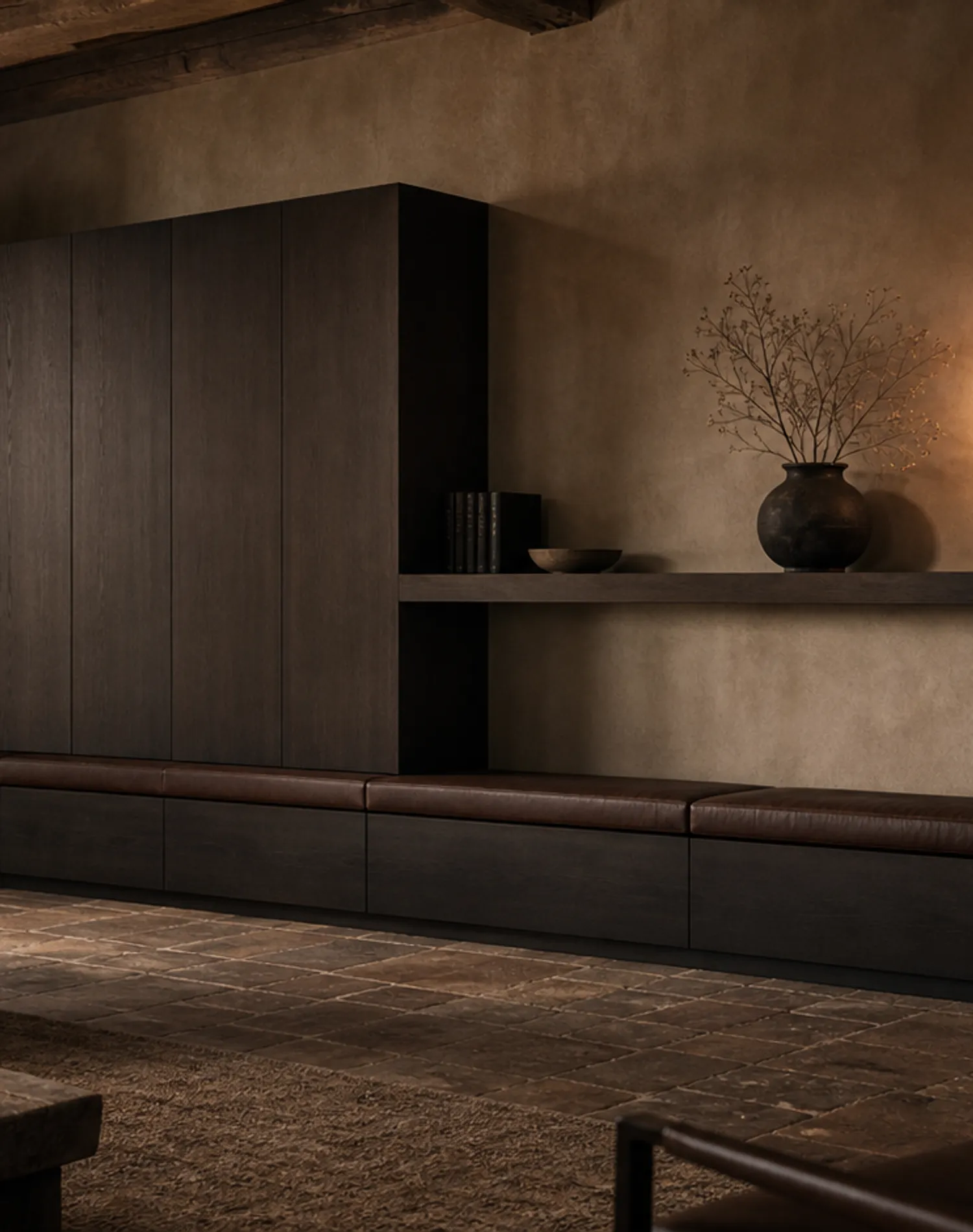 Fadior Zenith Living Room Suite with Window Bench Archive Wall — lifestyle setting with natural light and residential styling