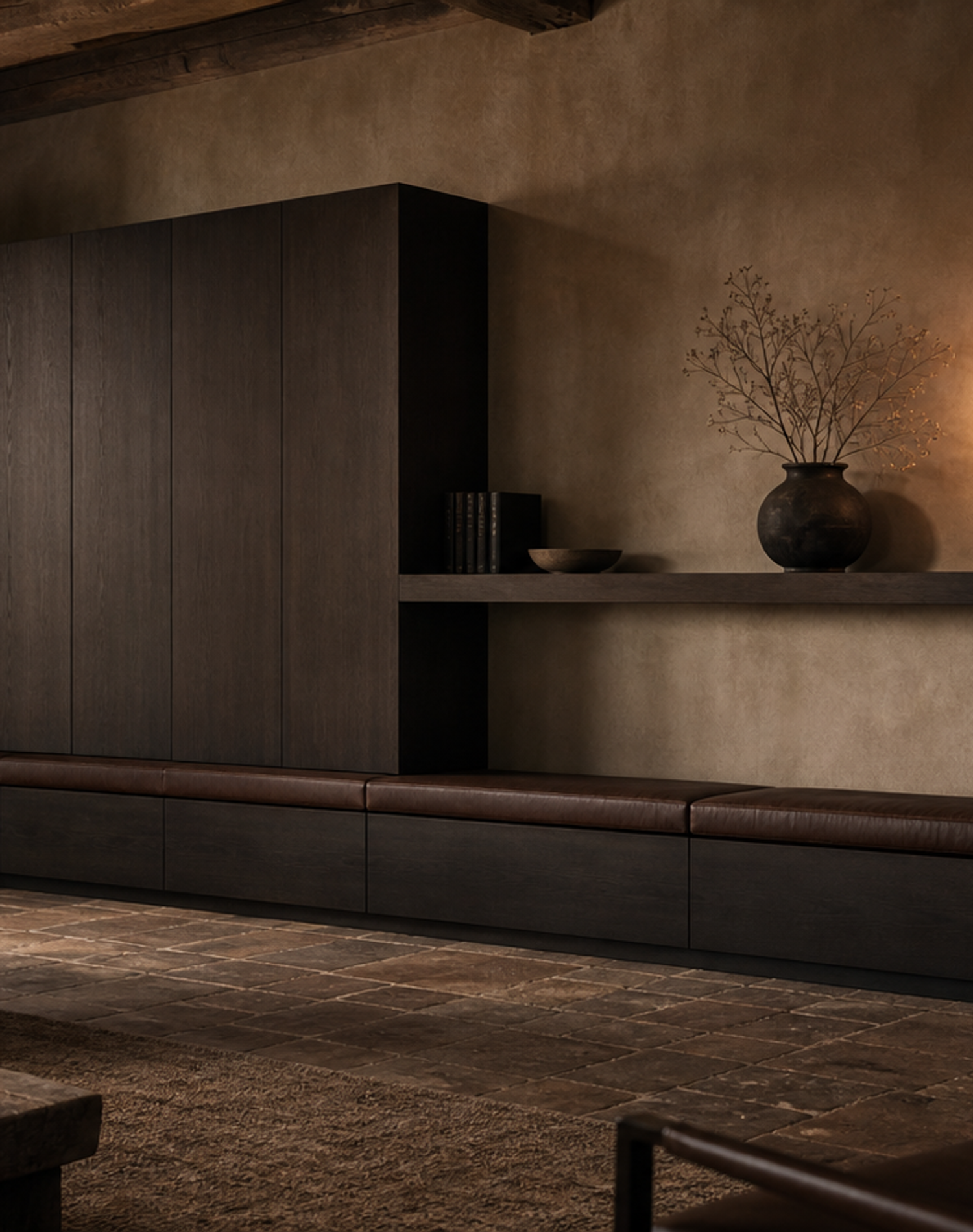 Fadior Zenith Living Room Suite with Window Bench Archive Wall — lifestyle setting with natural light and residential styling