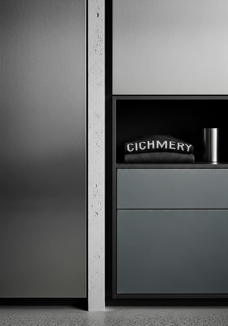 Fadior Brera Wardrobe Suite — close-up of stainless steel finish and hardware detail