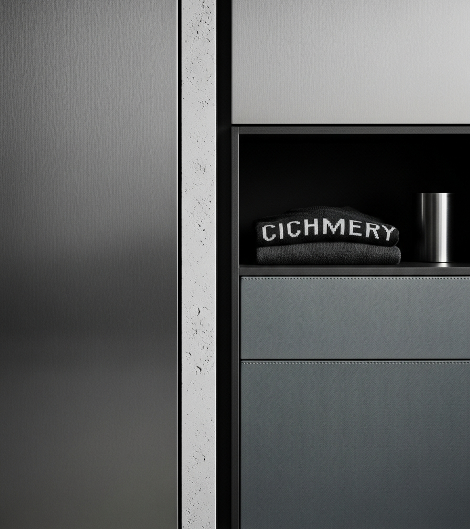 Fadior Brera Wardrobe Suite — close-up of stainless steel finish and hardware detail