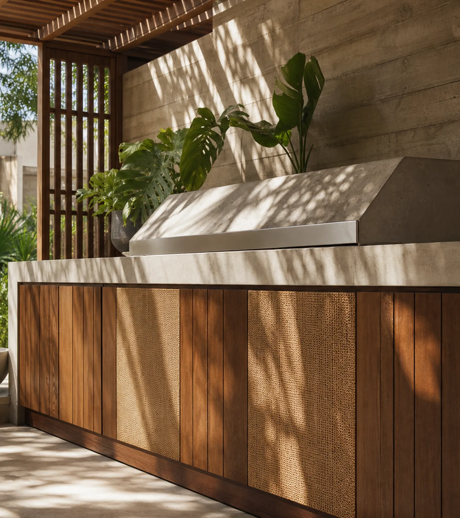 Fadior Vantage Outdoor Kitchen Suite with Emberscreen Grill Sill — close-up of stainless steel finish and hardware detail