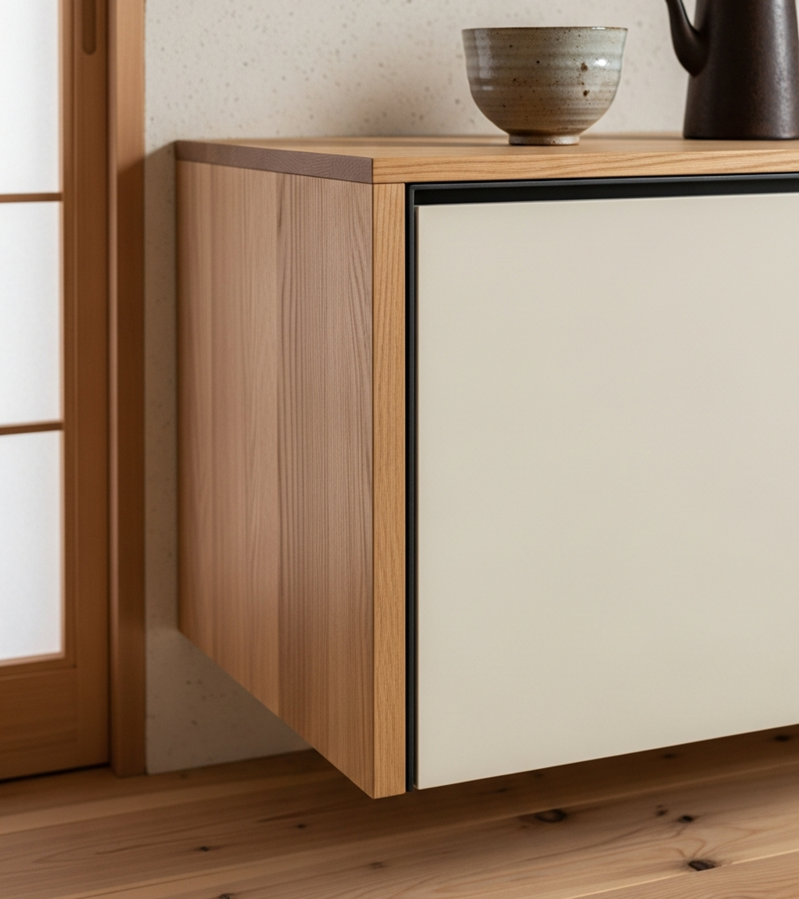 Fadior Essence TV Cabinet Solution — close-up of stainless steel finish and hardware detail