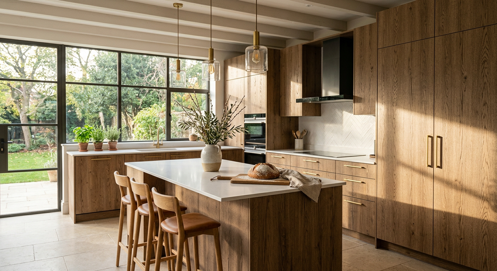 Luxury kitchen interior featuring 3D Wood Grain Transfer Film — Fadior