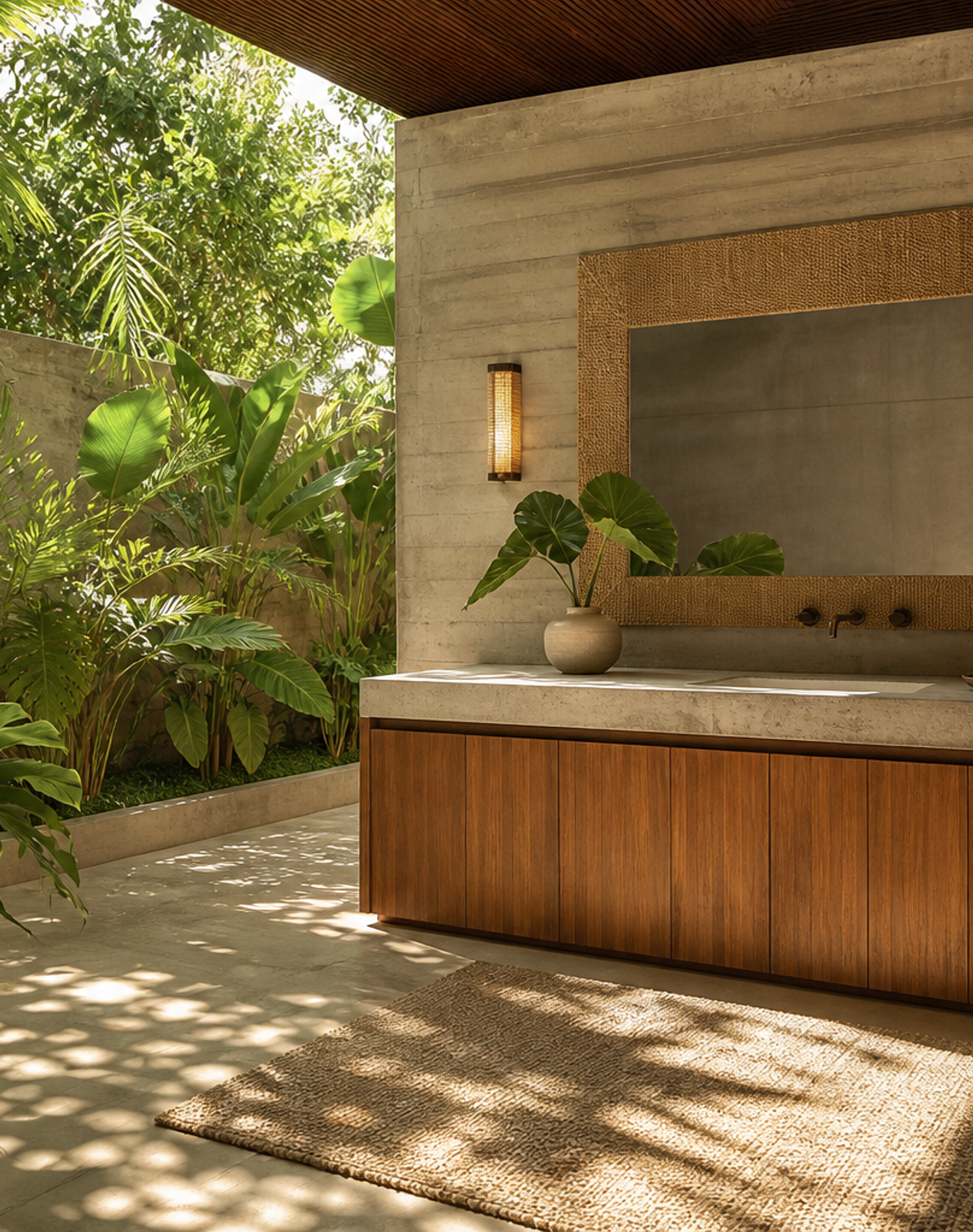 Fadior Voyage Bath Vanity Suite with Milan Spa Vanity Wall — interior room context showing cabinet integration