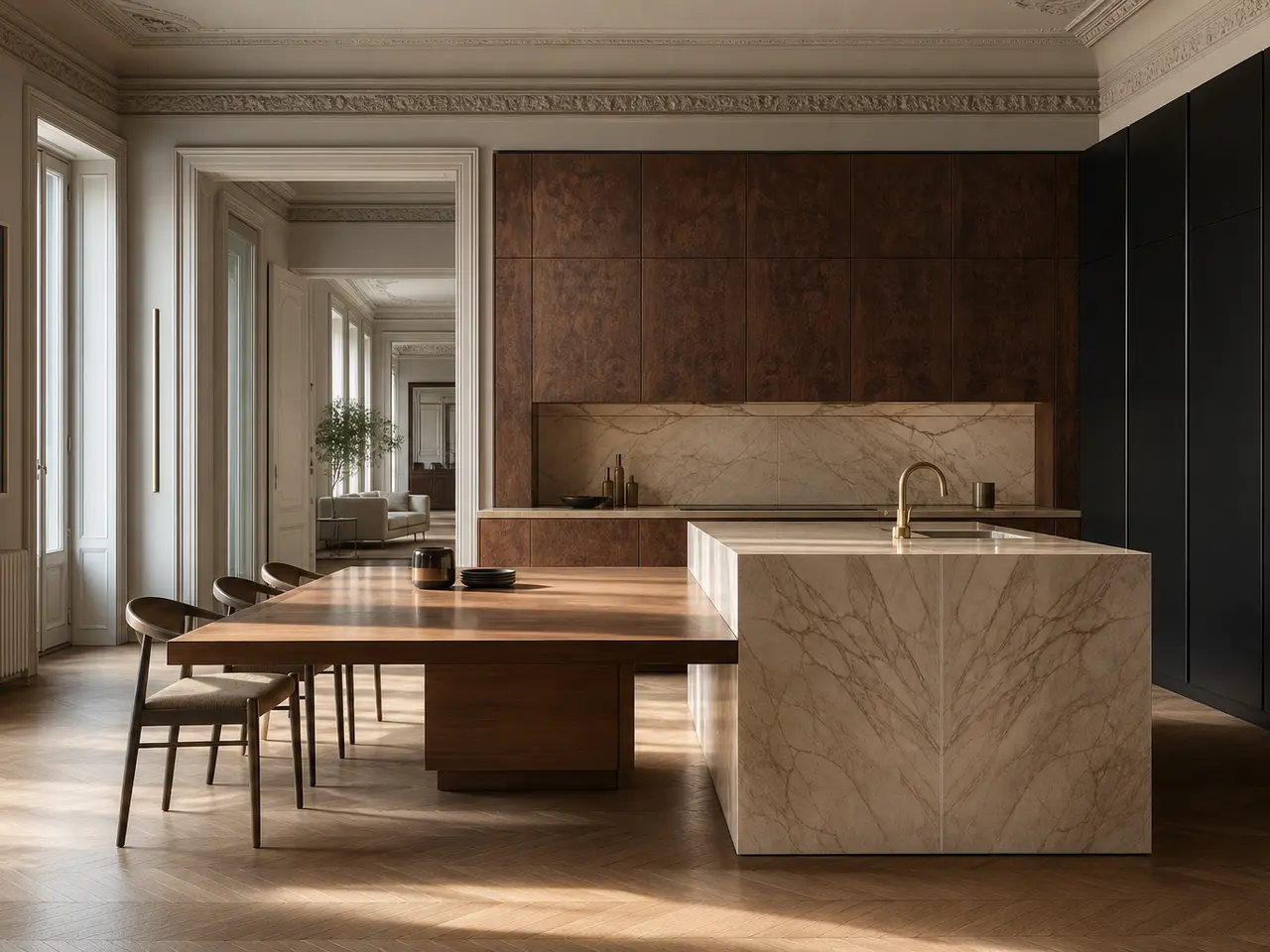Fadior Pavilion Kitchen Suite with Bamboo Cantilever Island - custom 304 stainless steel kitchen cabinetry with residential finishes, storage planning, and daily workflow