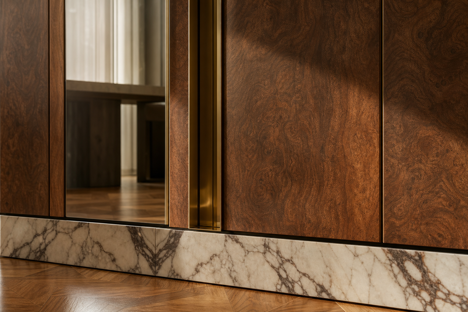 Fadior Voyage Wardrobe Suite with Mirror Lit Dressing Run — close-up of stainless steel finish and hardware detail
