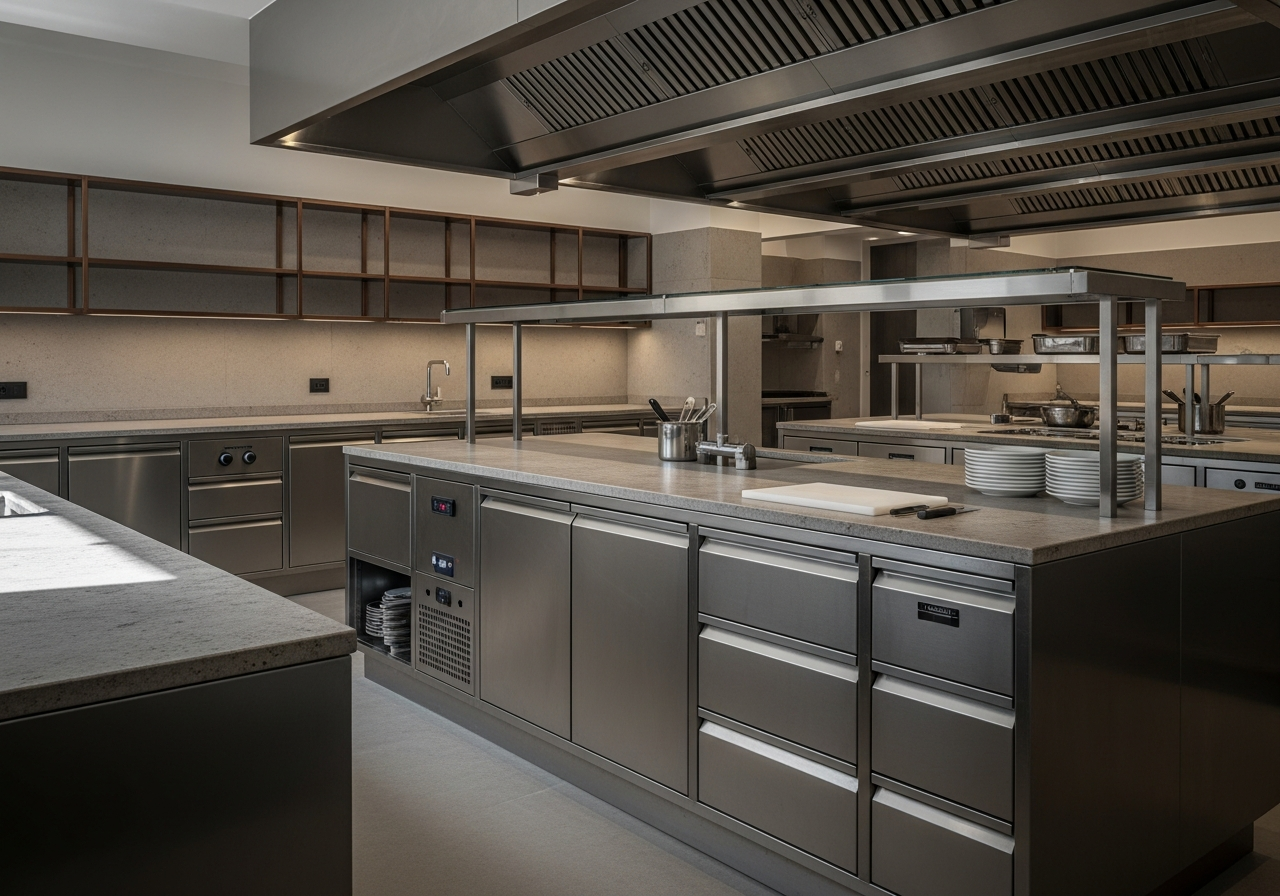 Fadior Paris Michelin-Star Commercial Kitchen — service and preparation area