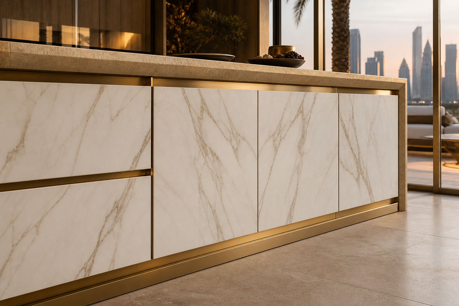 Fadior Vantage Outdoor Kitchen Suite with Pergola Service Hearth — close-up of stainless steel finish and hardware detail