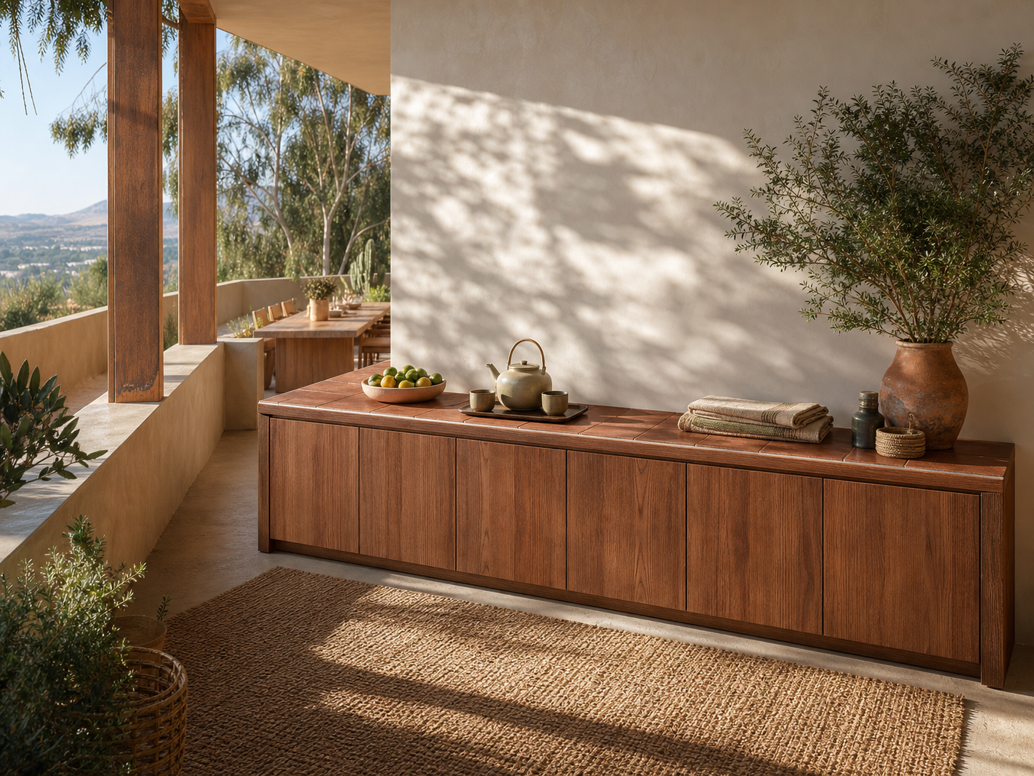 Fadior Cannes Balcony Suite with Terracotta Tea Landing — interior room context showing cabinet integration