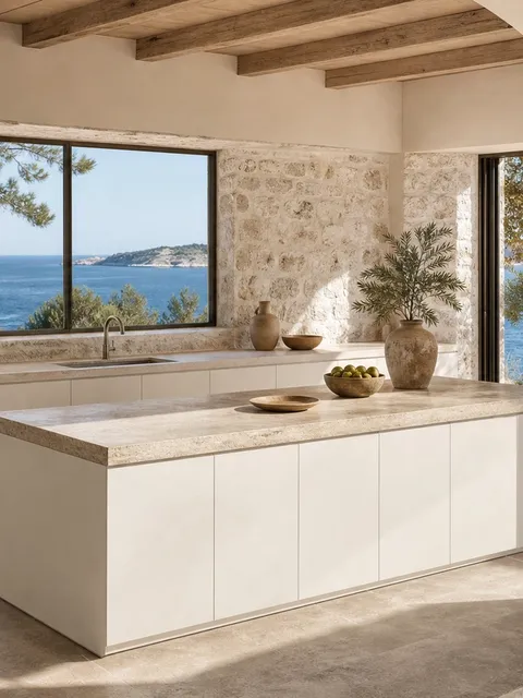 Suite de Cocina Terrena con Desayunador de Ventanal Amplio