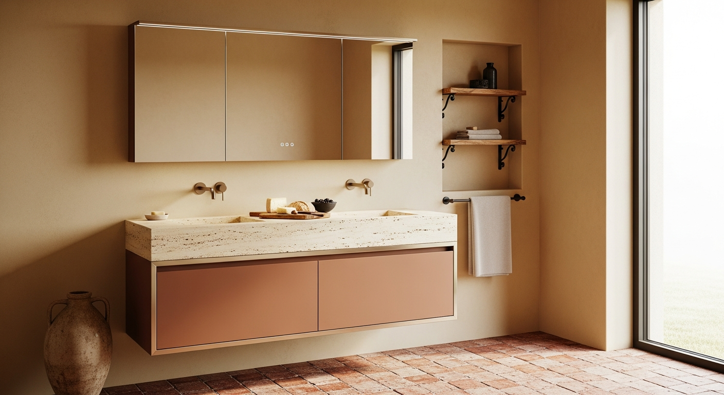 Fadior Nacre Bath and Vanity Suite — lifestyle setting with natural light and residential styling
