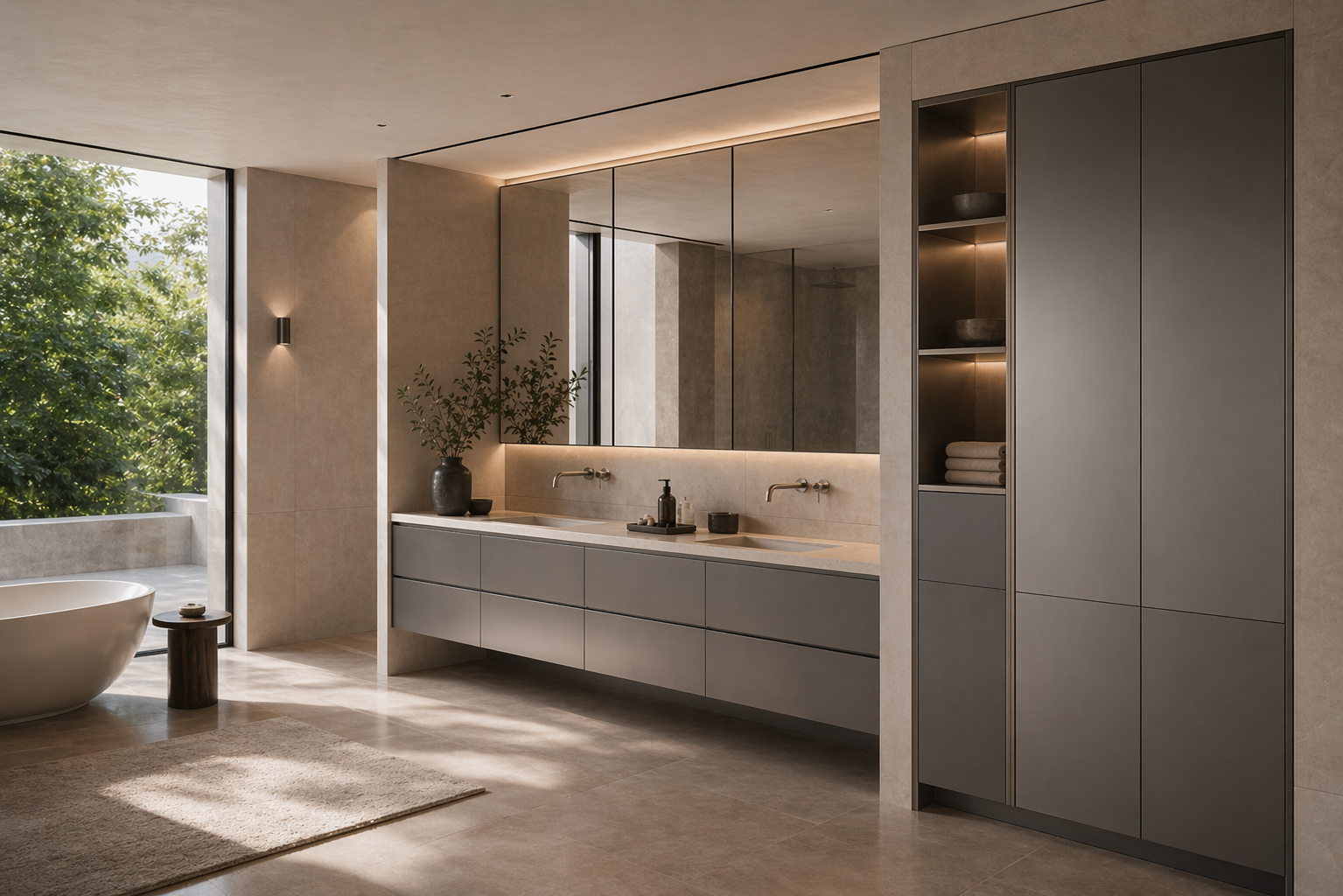 Fadior Acqua Bath And Vanity Suite — interior room context showing cabinet integration