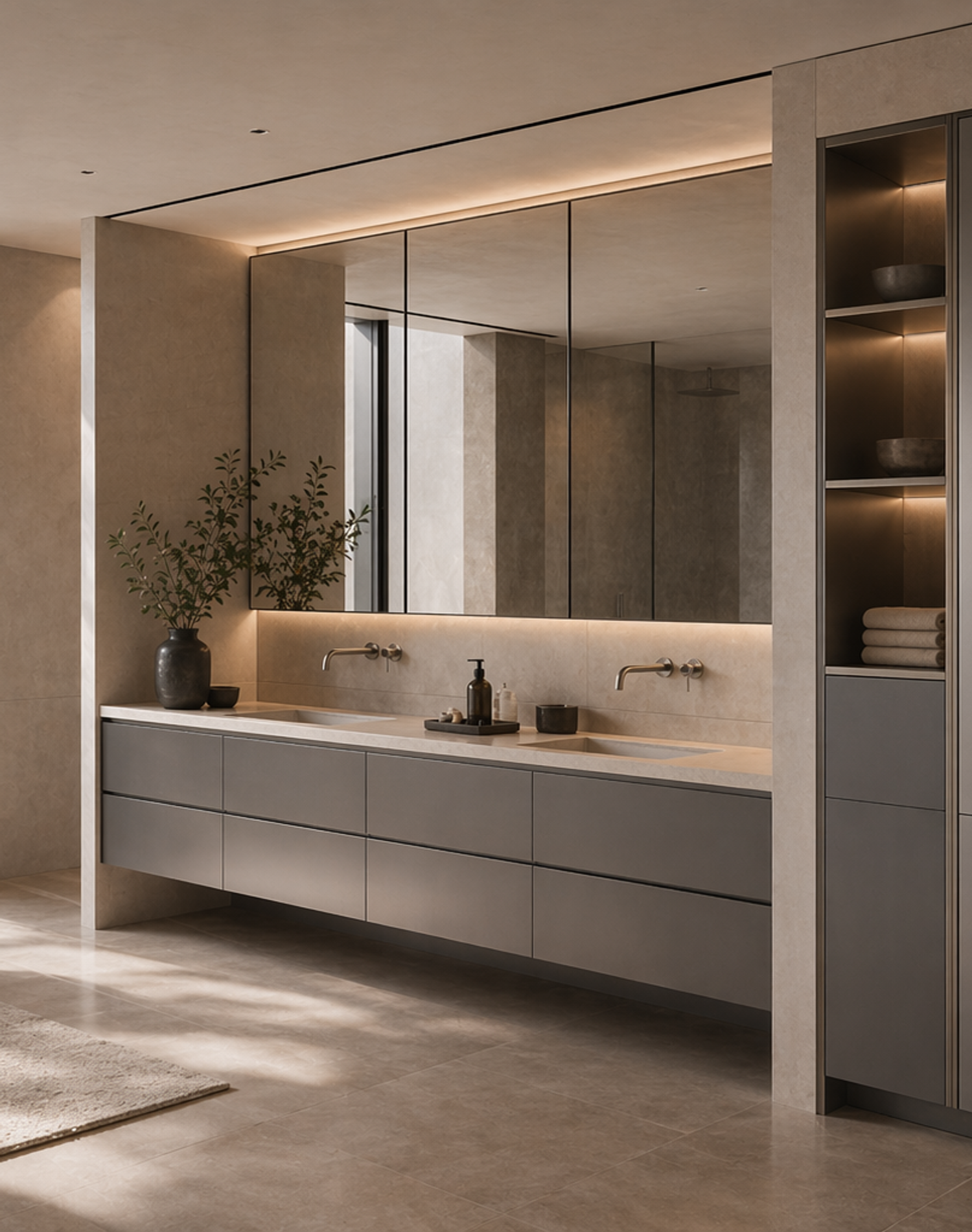 Fadior Acqua Bath And Vanity Suite — interior room context showing cabinet integration