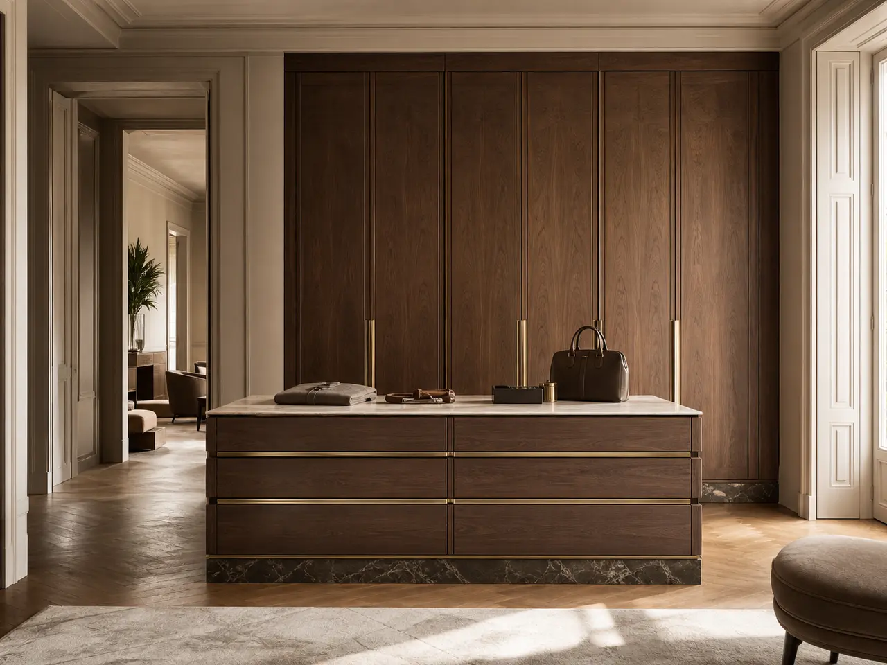 Fadior Eclipse Wardrobe Suite with Porcelain Folding Worktop - custom 304 stainless steel wardrobe or walk-in closet with lighting, hanging, drawer storage, and residential finishes