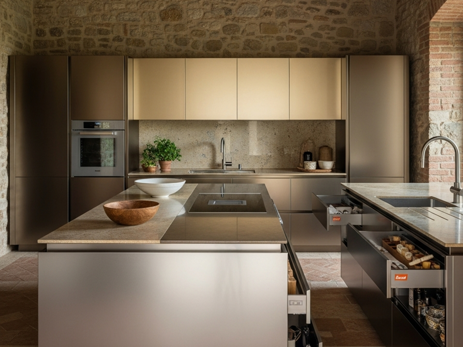 Fadior Siena Tuscan Villa — 304 stainless steel kitchen system, architectural view