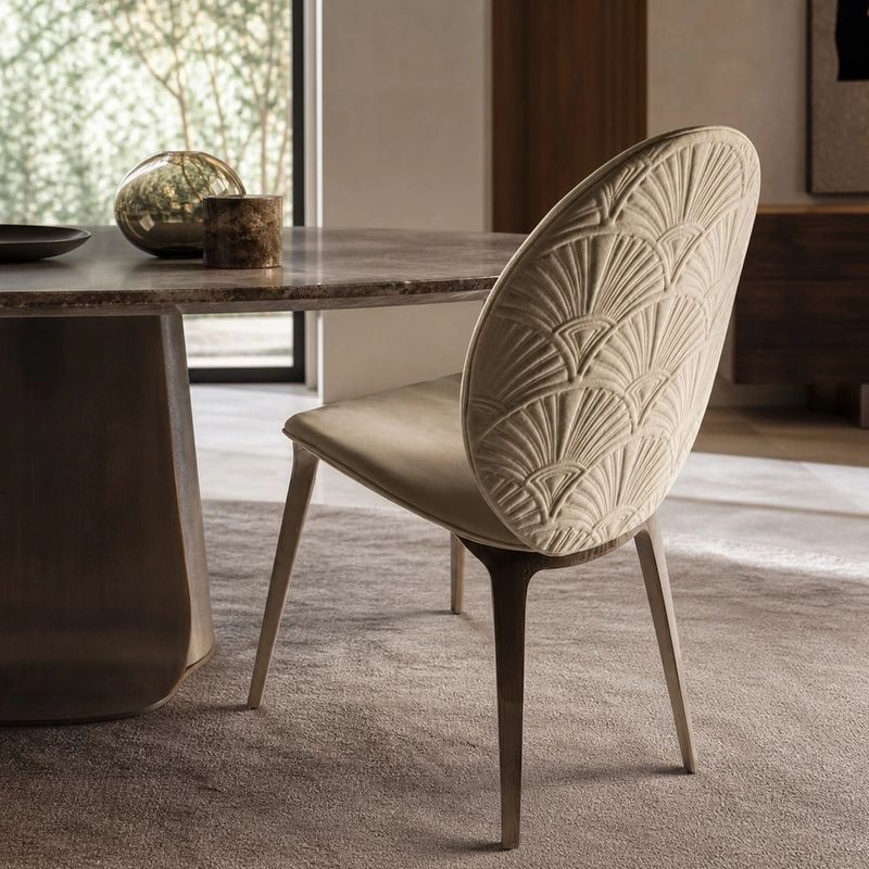 Dining Chair (Light-gold stainless steel) styled in a FADIOR HOME interior setting