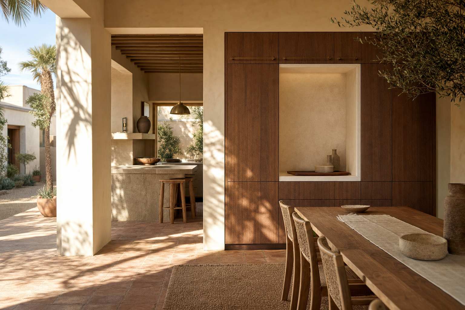 Fadior Estuary Wine Cabinet Suite with Parchment Tasting Portal — lifestyle setting with natural light and residential