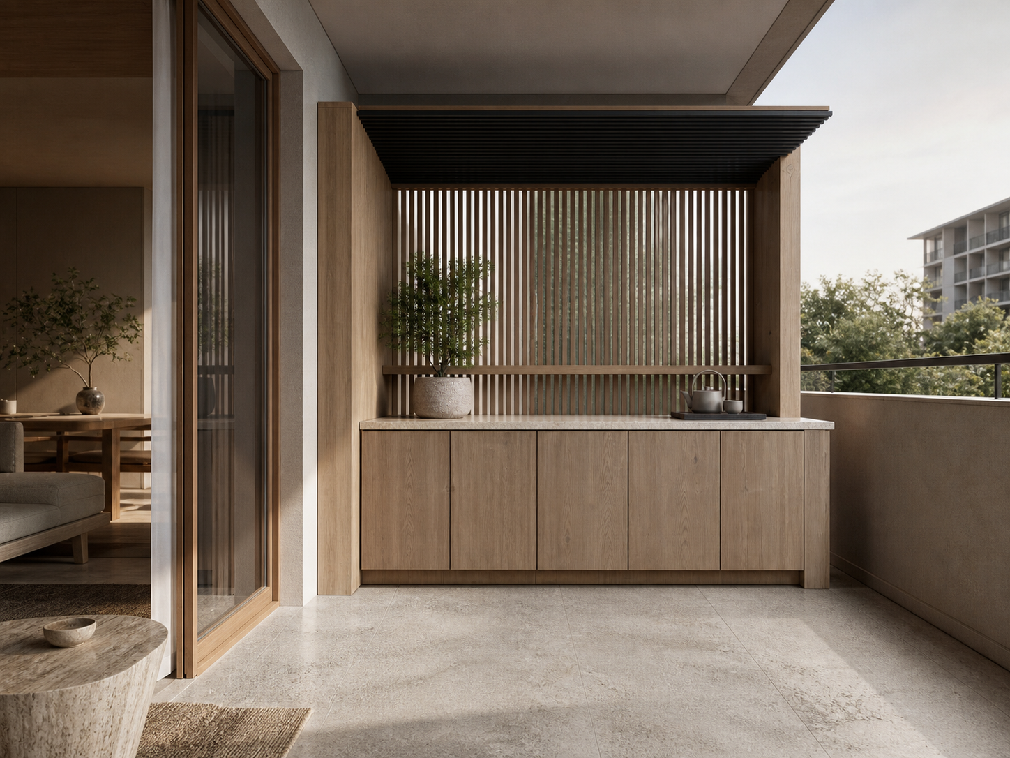 Suite de Balcón Soleil con Barra Matutina de Pantalla de Lluvia perspectiva interior