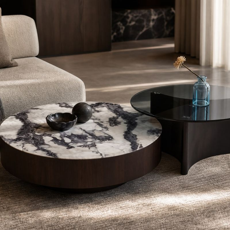 Stone-Top Side Table styled in a FADIOR HOME interior setting