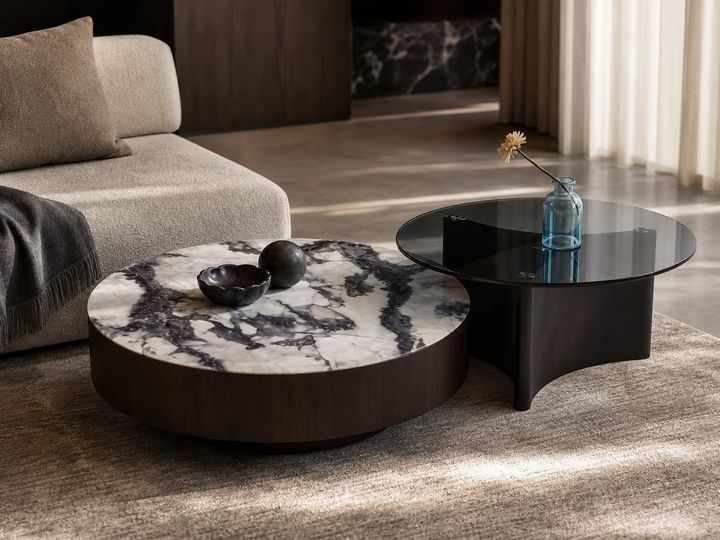 Stone-Top Side Table Ø800 × H415 styled in a FADIOR HOME interior setting
