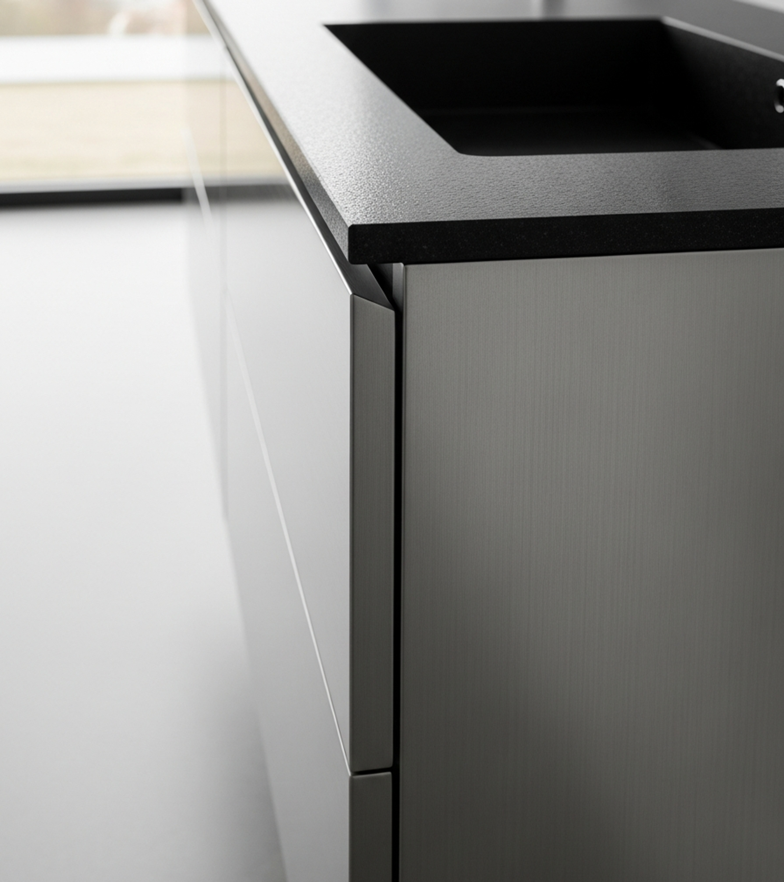 Fadior Acqua Vanity Suite — close-up of stainless steel finish and hardware detail