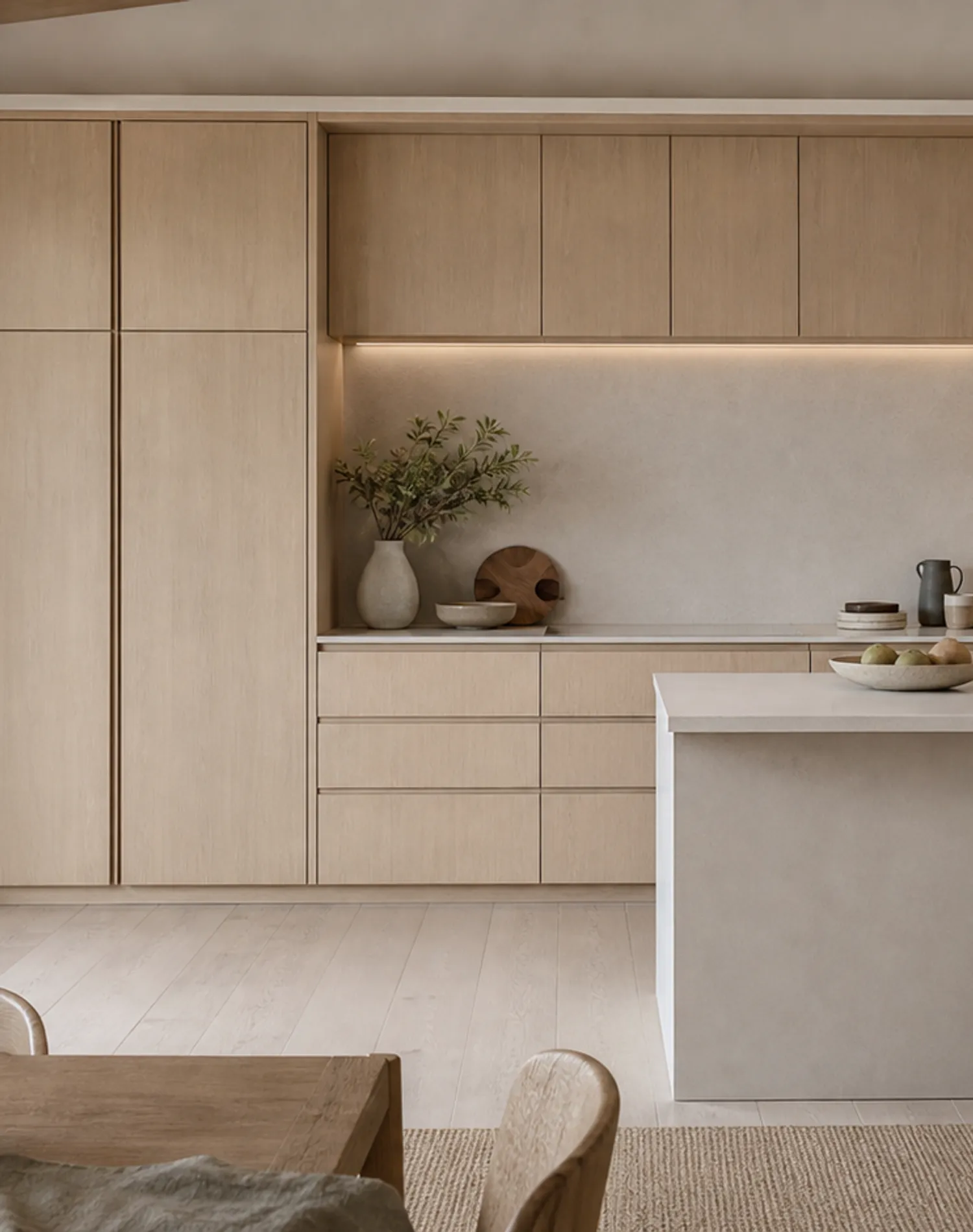 Suite de Cocina Pavilion con Columna de Preparación para Desayunos en Lino estudio de adaptación