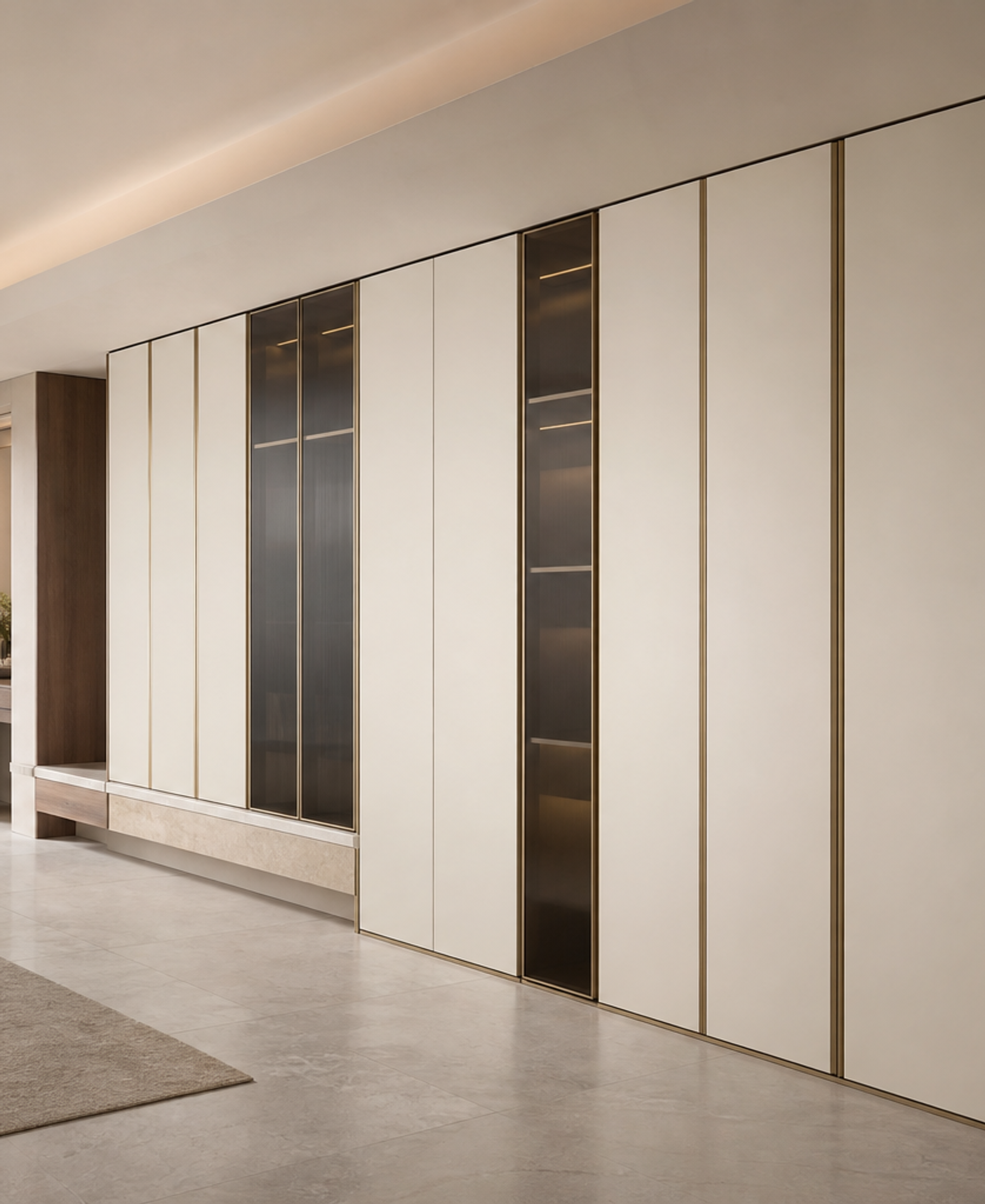 Fadior Eclipse Wardrobe Suite with Tailored Gallery Wardrobe — 304 stainless steel wardrobe system, front view