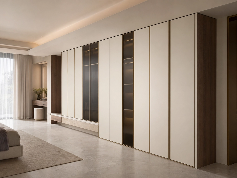Fadior Eclipse Wardrobe Suite with Tailored Gallery Wardrobe — 304 stainless steel wardrobe system, front view
