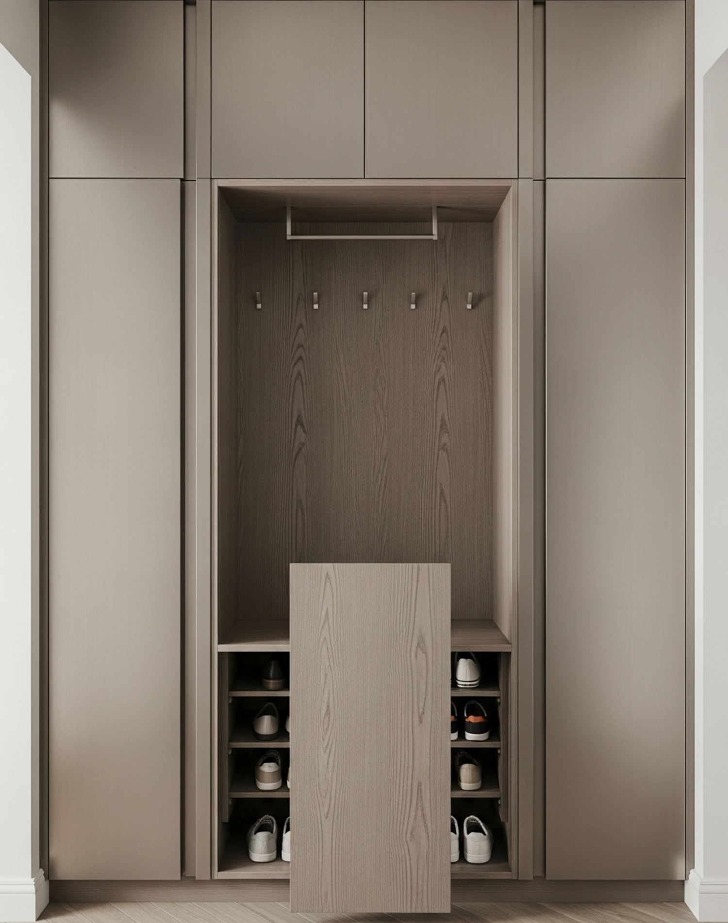 Fadior Archetype Entryway Suite — interior room context showing cabinet integration