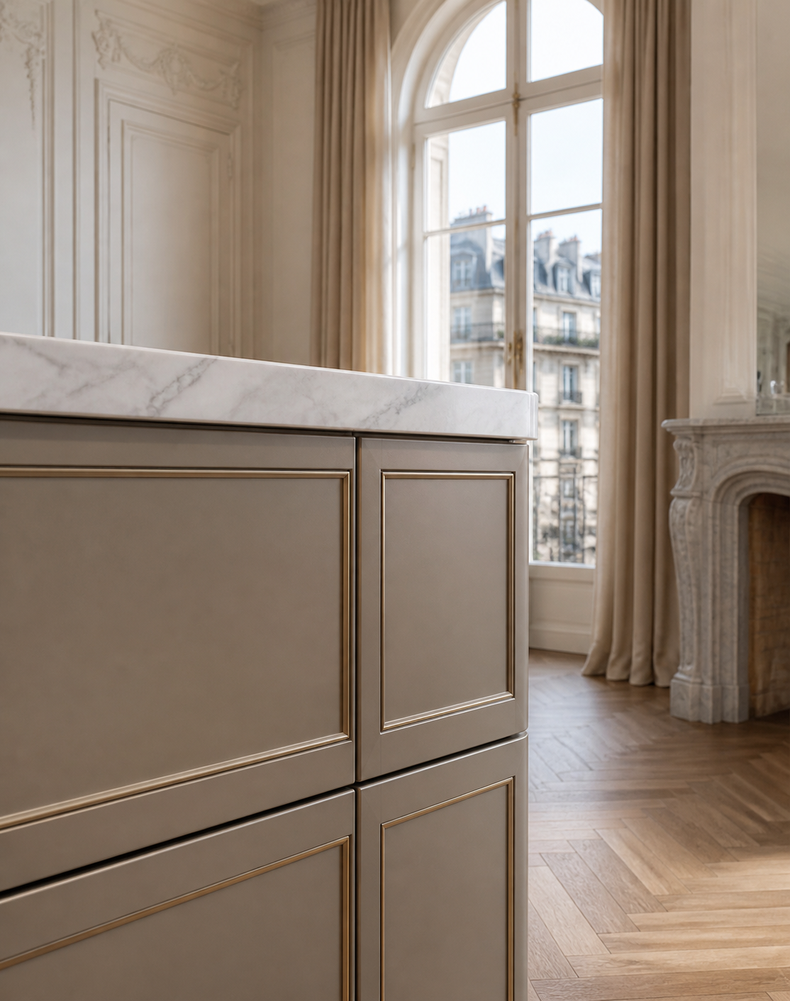 Fadior Riviera Kitchen Suite with Tactile Prep Relay Wall — close-up of stainless steel finish and hardware detail