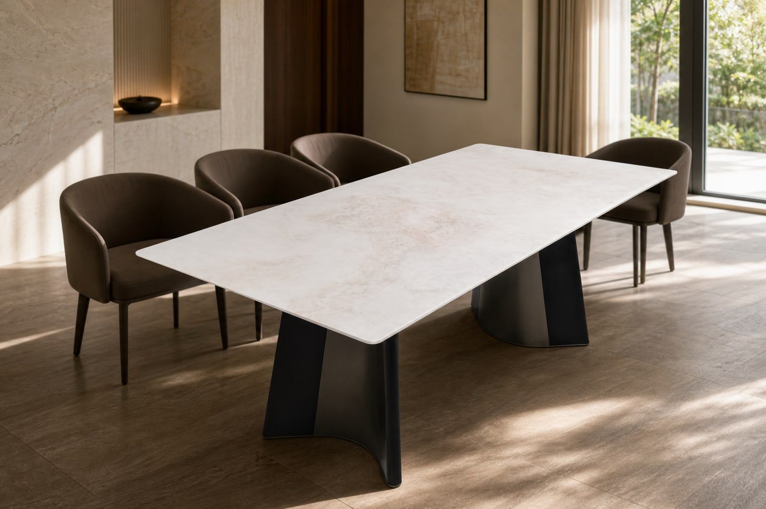 Stone-Top Marble Dining Table (Natural luxury stone) styled in a FADIOR HOME interior setting