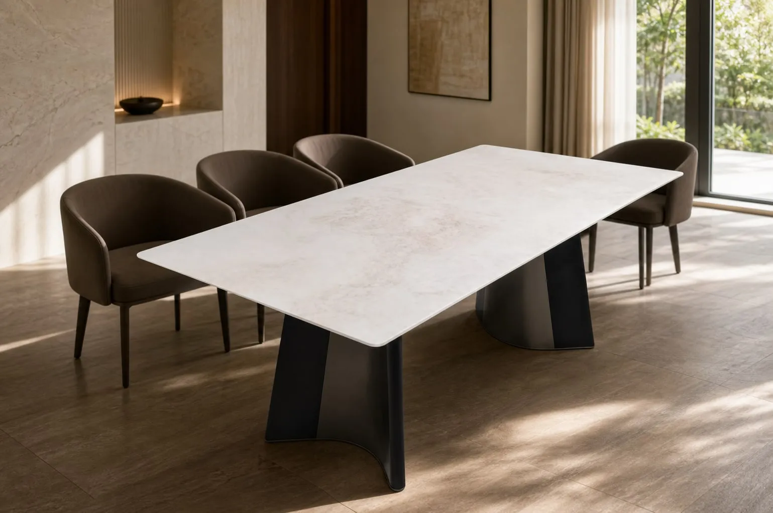 Splayed-A-Frame Marble Dining Table 160×90 cm