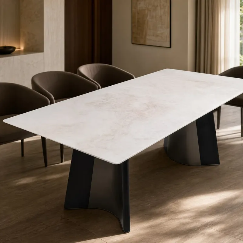 Splayed-A-Frame Marble Dining Table 140×80 cm