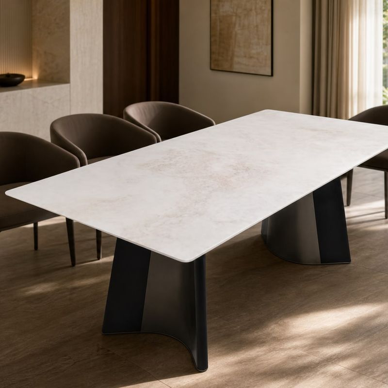 Stone-Top Marble Dining Table (Natural luxury stone) styled in a FADIOR HOME interior setting