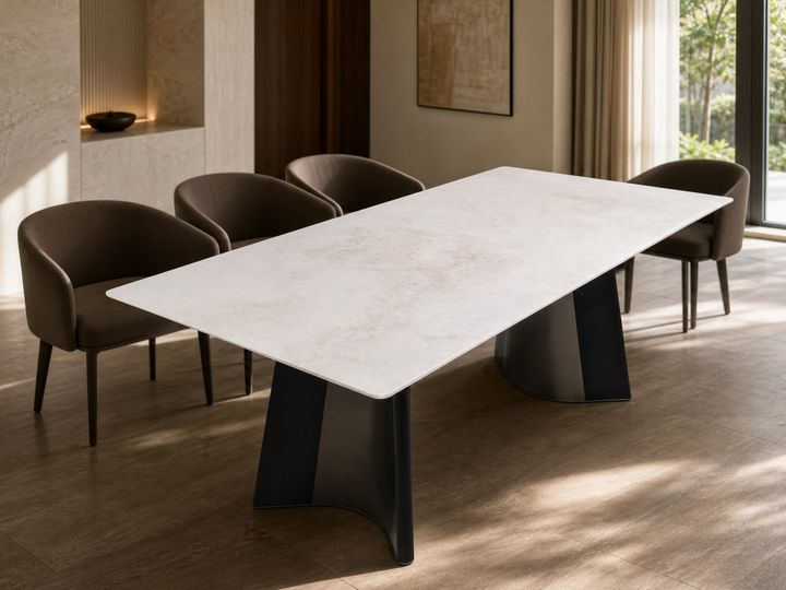 Stone-Top Marble Dining Table 140x80 styled in a FADIOR HOME interior setting