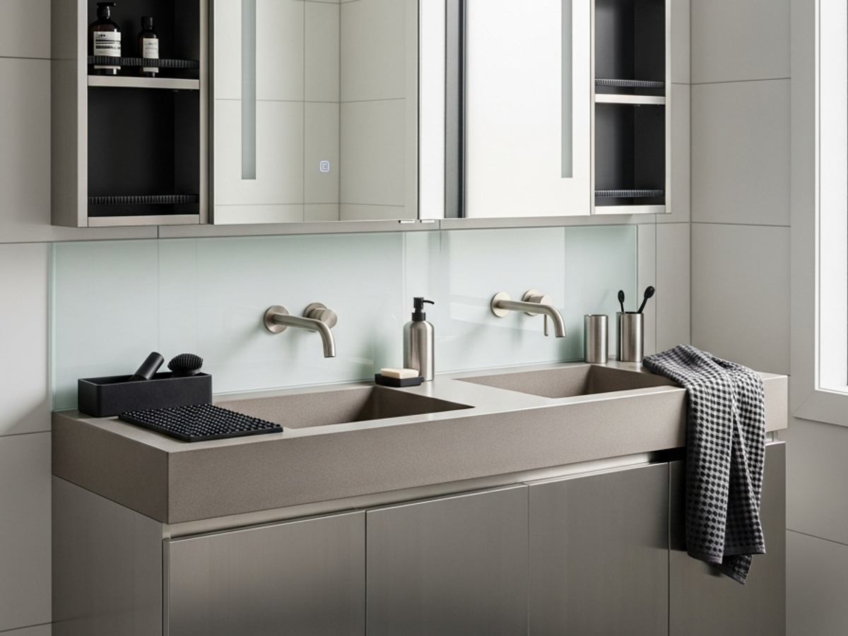 Fadior Acqua Vanity Suite — 304 stainless steel bath and vanity system, front view