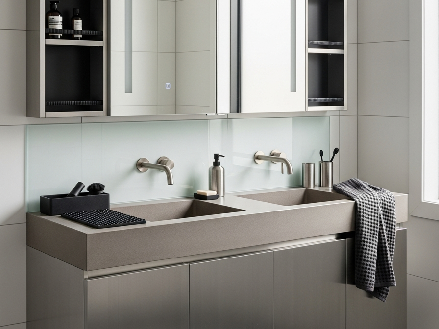 Fadior Acqua Vanity Suite — 304 stainless steel bath and vanity system, front view