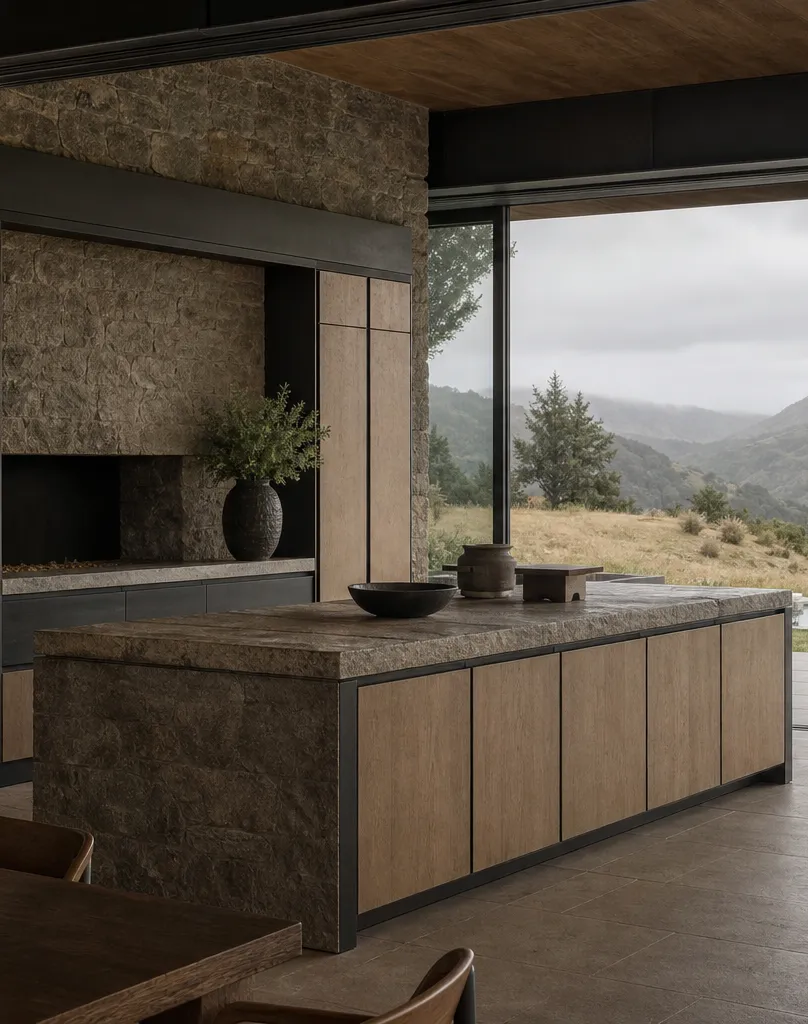Suite de Cocina Terrena con Isla de Servicio Hearthside perspectiva interior