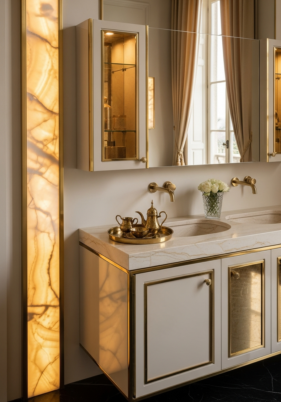 Fadior Acqua Bath and Vanity Suite — close-up of stainless steel finish and hardware detail