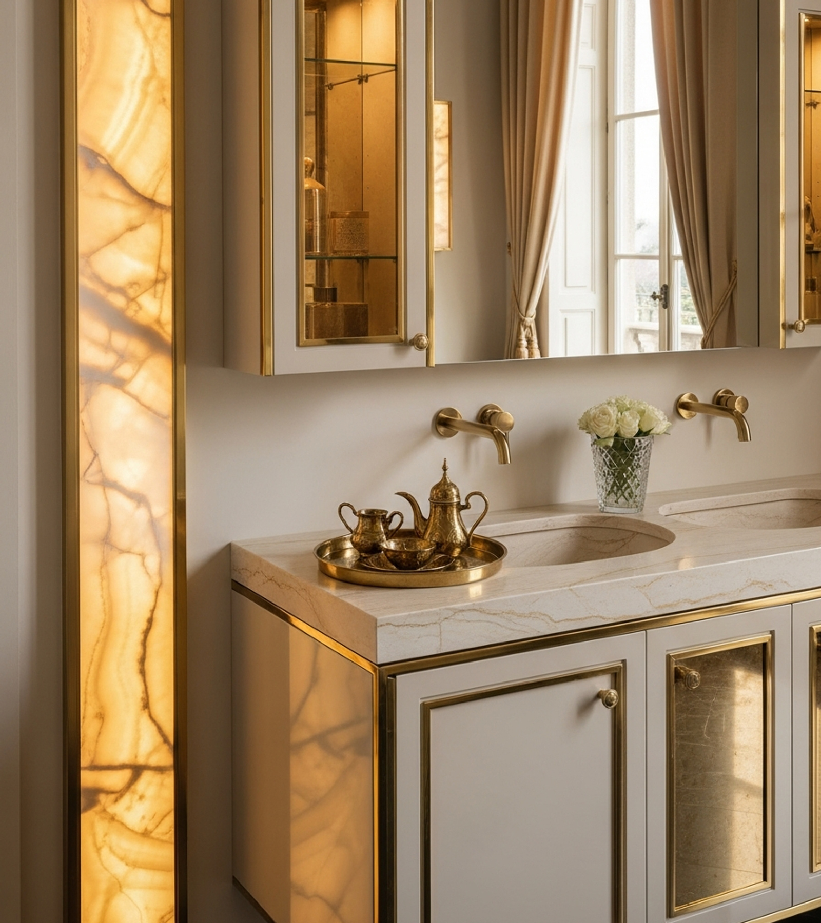 Fadior Acqua Bath and Vanity Suite — close-up of stainless steel finish and hardware detail