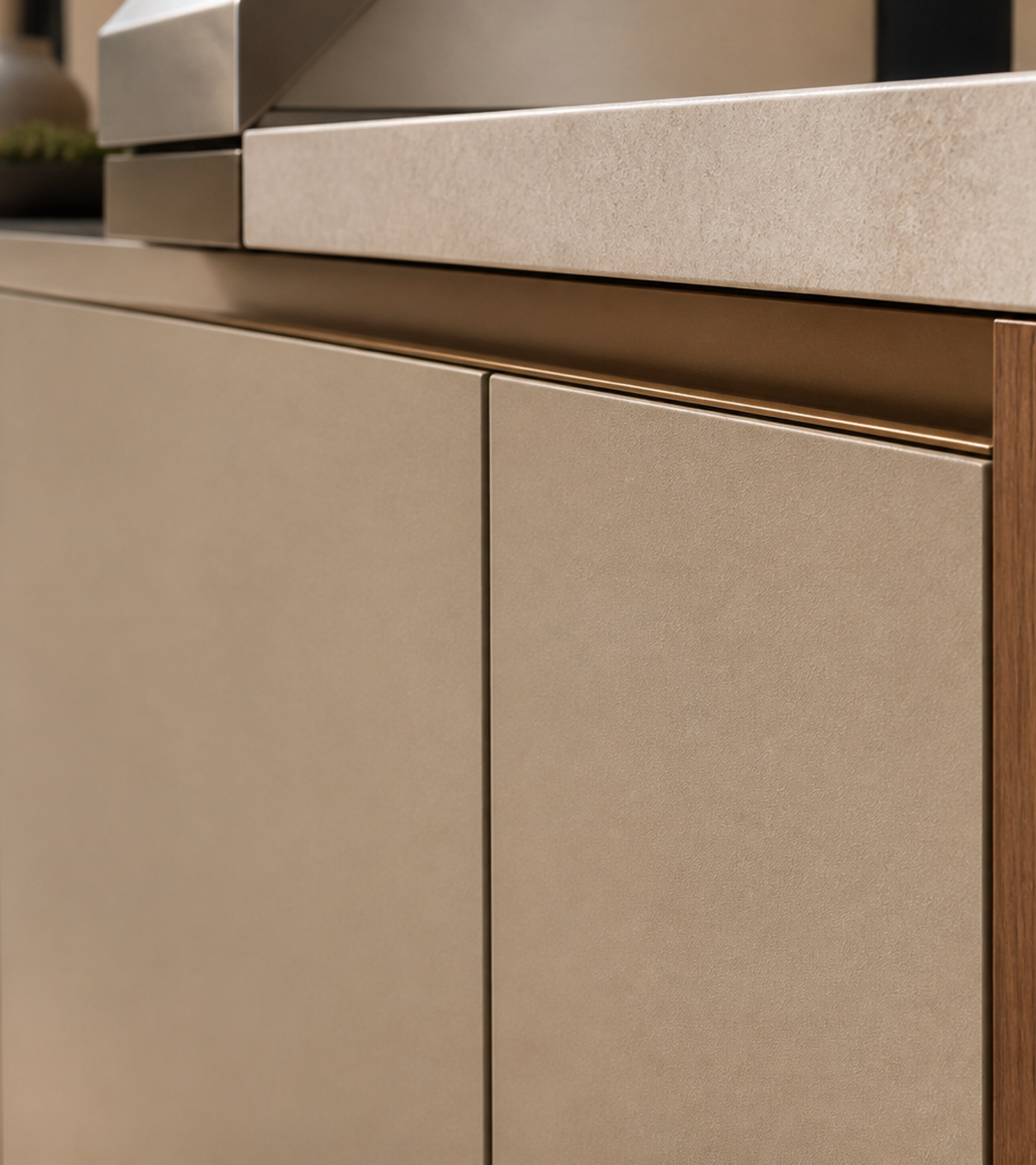 Fadior Vantage Outdoor Kitchen Suite with Pavilion Prep Wall — close-up of stainless steel finish and hardware detail