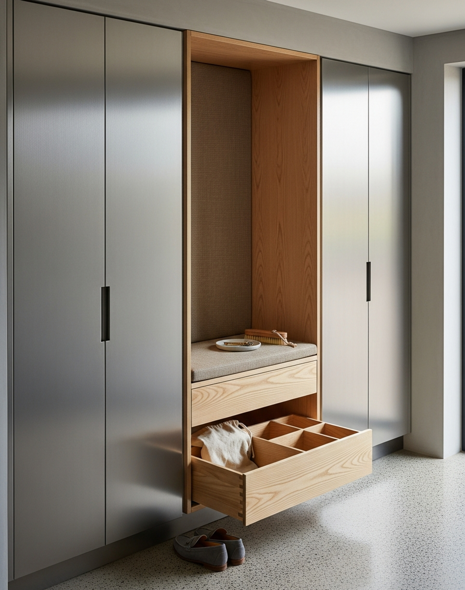 Fadior Archetype Entryway Suite — interior room context showing cabinet integration